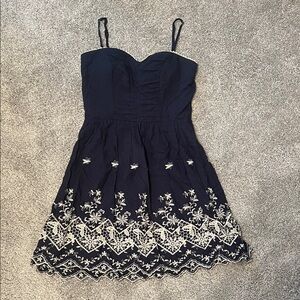 Women’s navy and white boho Embroidered Dress